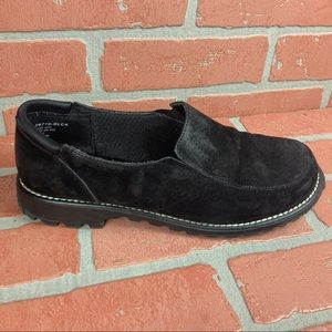 CROSSING Point Black Distressed Suede Loafers
